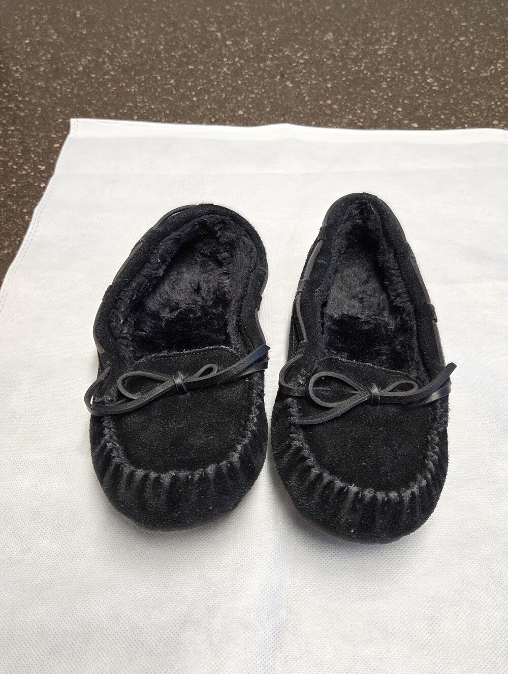 Black Suede Moccasin Slippers (Target) — Size 6